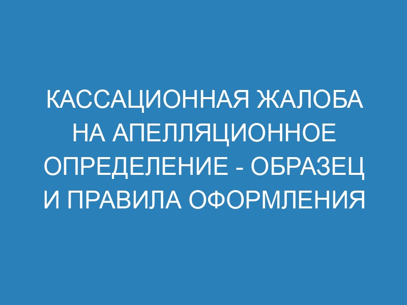Образец кассационной жалобы на апелляционное определение суда