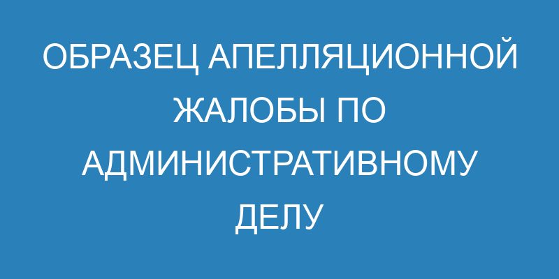 Апелляционная жалоба по административному делу - образец и правила ...