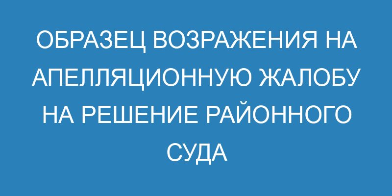 Как написать возражение на апелляционную жалобу по гражданскому делу ...