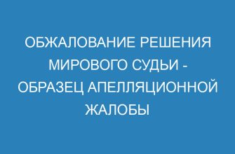 Обжалование решения мирового судьи образец апелляционной жалобы