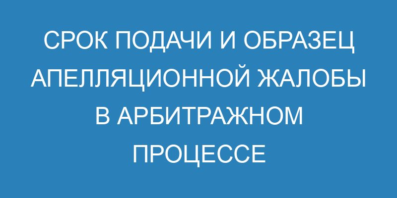 Срок подачи и образец апелляционной жалобы в арбитражном процессе