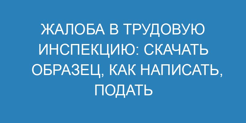 Жалоба в трудовую инспекцию: скачать образец, как написать, подать